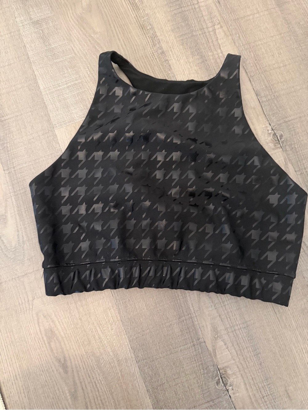 Peloton Black houndstooth Sports Bra